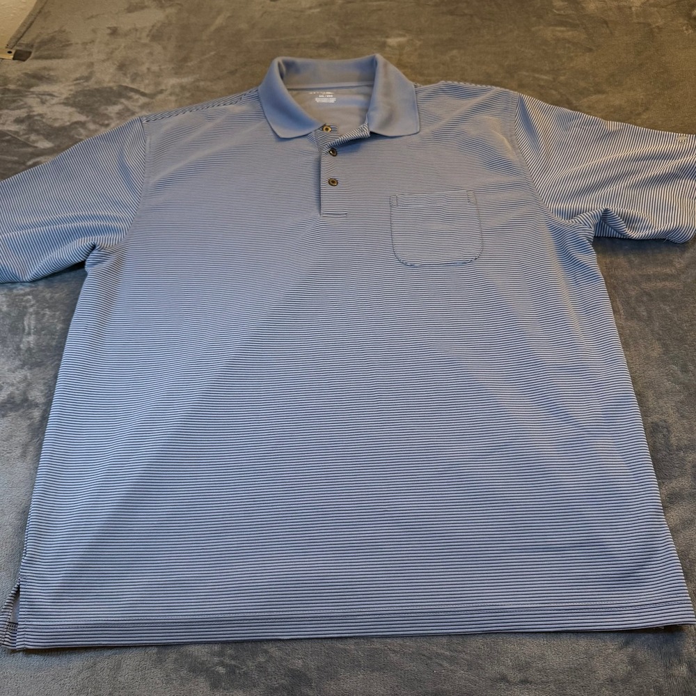 Grand Slam Golf Polo Mens XXL 2XL Blue Stripe Short Sleeve Shirt Pocket